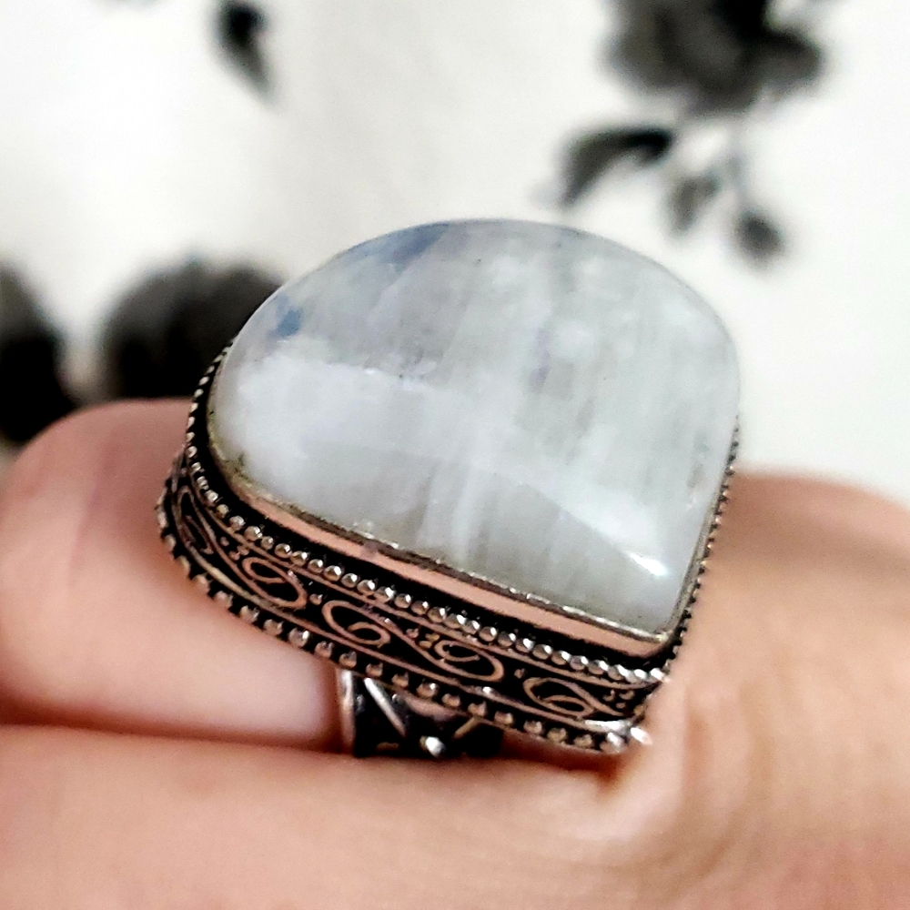 New Rainbow Moonstone 925 Silver Ring. - Picture 2 of 8